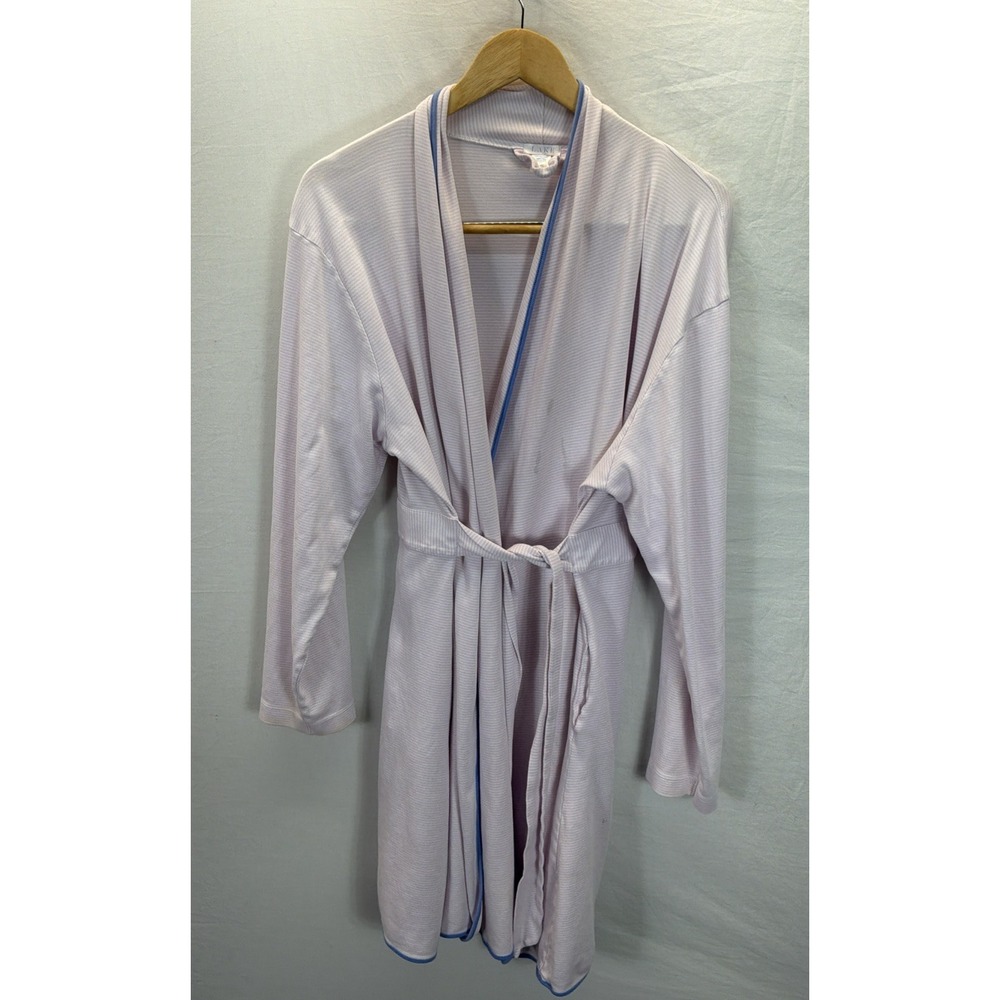 Lake Pajama Robe Women's XXL Pink Striped Pima Cotton Stretch Tie Pocket Lounge